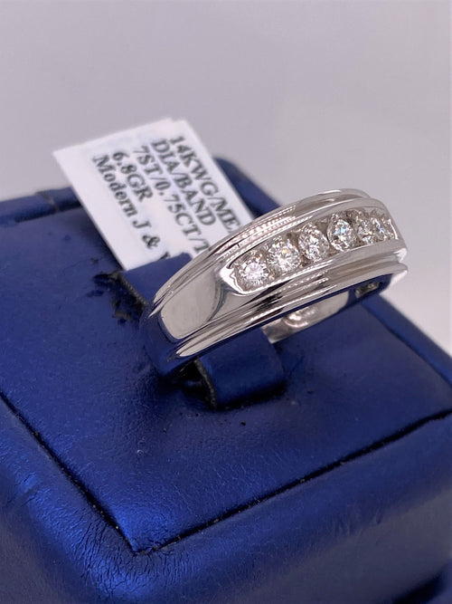 14k White Gold 0.75 CT Diamond Men's Wedding Band