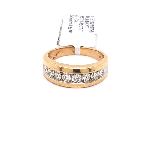 14k Yellow Gold 1.35 CT Diamond Men's Wedding Band