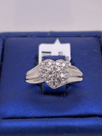 14k White Gold 0.50 CT Diamond Heart Design Cluster Ladies Ring