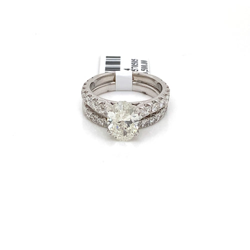 18k White Gold 3.75 CT Oval Cut Diamond Engagement Ring Set