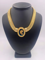 Estate 14k Yellow Gold Ladies Fancy Cameo Necklace