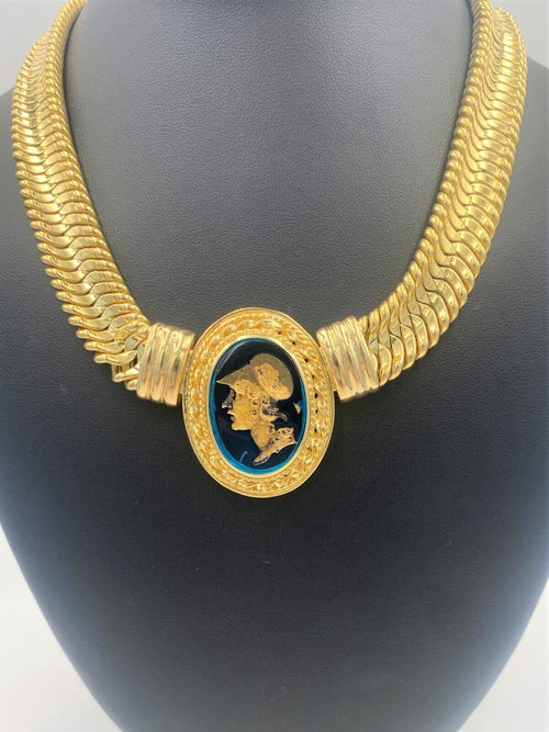 Estate 14k Yellow Gold Ladies Fancy Cameo Necklace