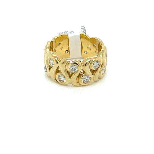 14k Yellow Gold 2.00 CT Diamond 2 Row Wide Ladies Band