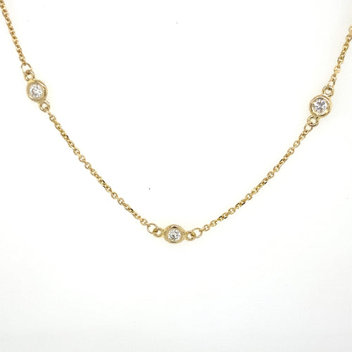 14k Yellow Gold 0.75 CT Diamond By The Yard Necklace