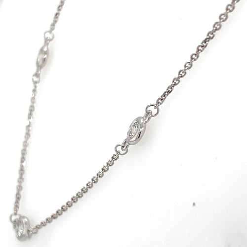 14k White Gold 1.00 CT Diamond By The Yard Necklace