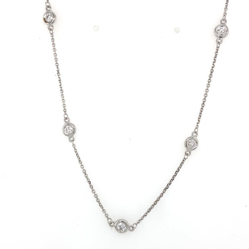 14k White Gold 1.00 CT Diamond By The Yard Necklace