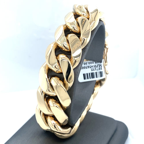 14k Yellow Gold Miami Cuban Link Men's Bracelet