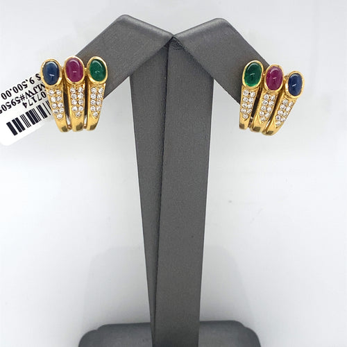 18k Yellow Gold 1.50 CT Diamond & Gemstone Earrings