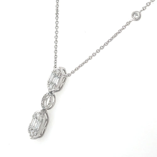 14k White Gold 0.75 CT Diamond Pendant Necklace