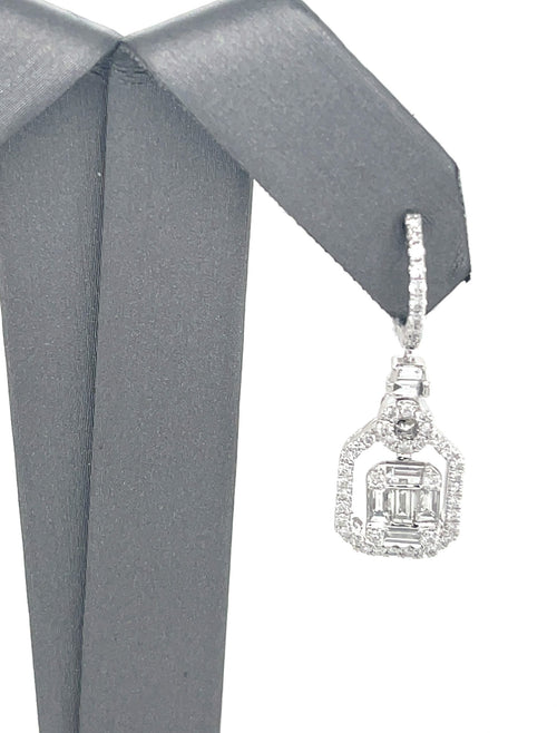 14K White Gold 2.00 CT Diamond Dangling Earrings