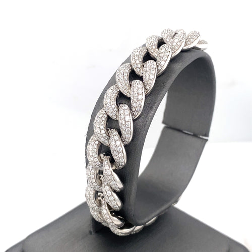 18K White Gold 20.00 CT Diamond Miami Cuban Link Bracelet