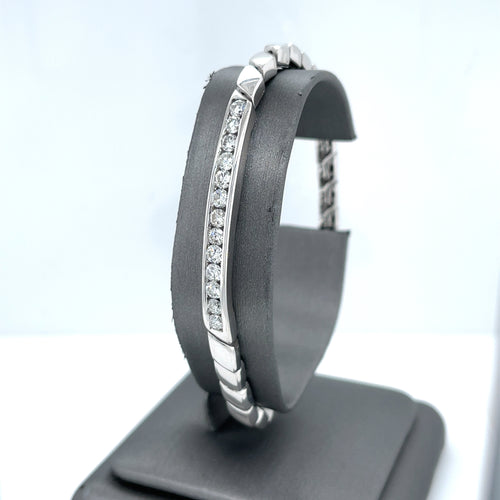 14k White Gold Men's Diamond Bracelet