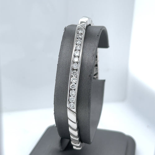 14k White Gold Men's Diamond Bracelet