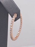 14k Rose Gold 2.85 CT Diamond Inside Out Hoop Earrings, 8.2g