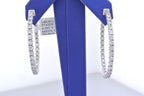 14k White Gold 4.50 CT Diamond Inside Out Hoop Earrings, 12gm, D 1.5"