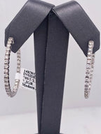 14k White Gold 2.10 CT Diamond Inside Out Hoop Earrings, 7.2g,