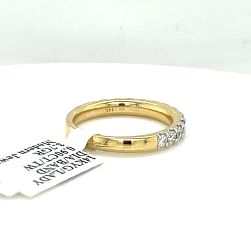 14k Yellow Gold 0.90 CT Diamond Ladies Band, 3.7gm, Size 7