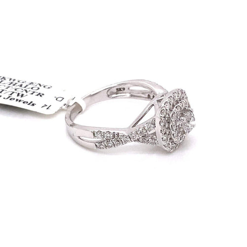14k White Gold 1.25 CT Diamond Ladies Engagement Ring, Size 7,