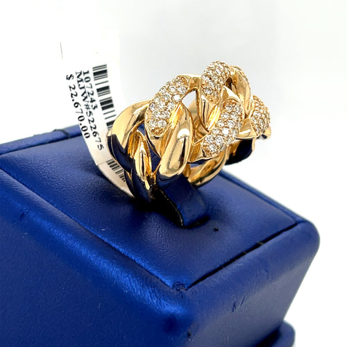 14k Yellow Gold 2.00 CT Wide Miami Cuban Ring, 24.6g, Size 10.75, S107243