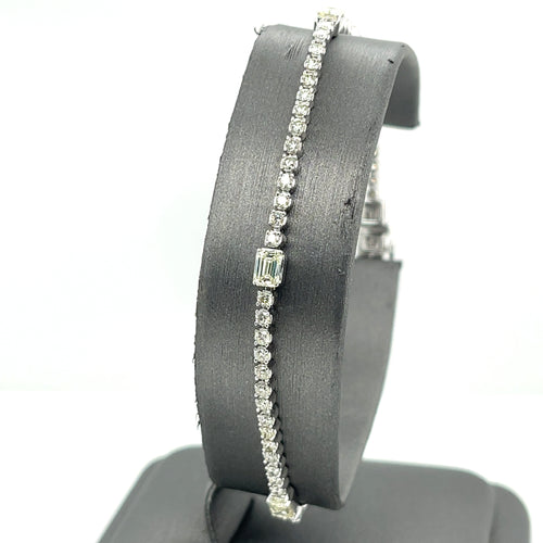 14k White Gold 3.25 CT Diamond Tennis Ladies Bracelet, 7.2g, 7.25"