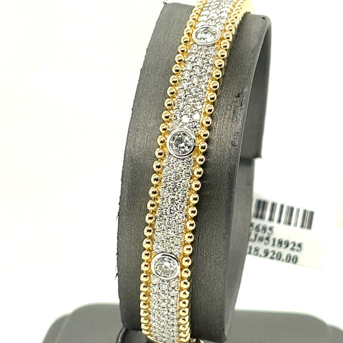 14k Yellow Gold 2.25CT Diamond Ladies Bangle Bracelet, 16.3gm,