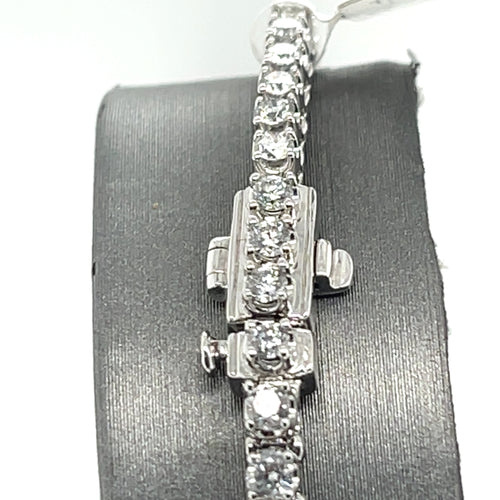 14k White Gold 3.50 CT Diamond Tennis Ladies Bracelet, 11.0g, 7"