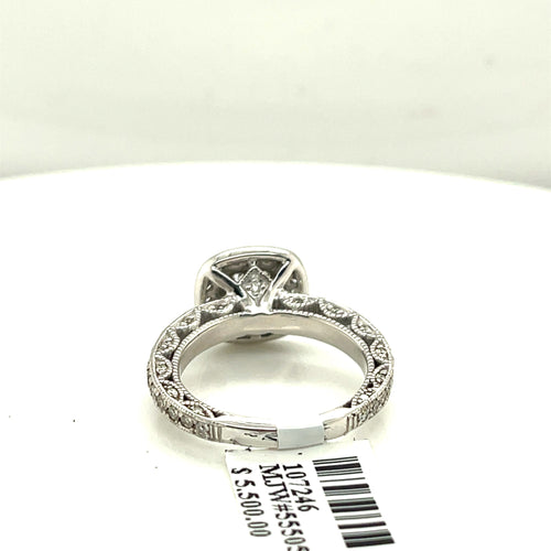 14k White Gold 1.00CT Diamond Cluster Engagement Ring, 5.6g, Size 6.25