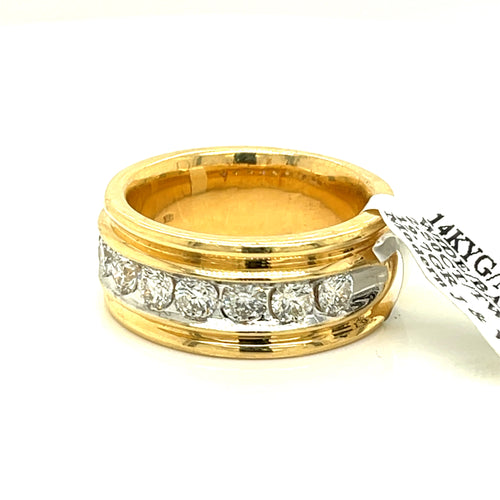 14k Yellow Gold 2.50 CT Diamond Men's Wedding Band, 19.7g, Size 10.25