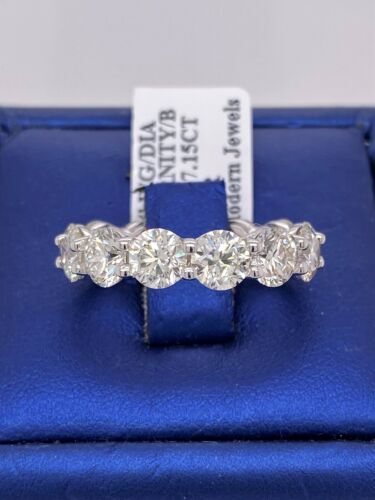 14k White Gold 7.15 CT Diamond Eternity Band, 4.3g, Size 6.75