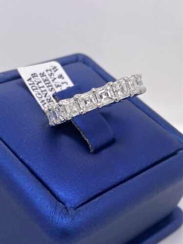 14k White Gold 4.50 CT Asscher Cut Eternity Band, Size 6, 7.8gm