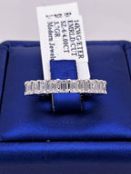 14k White Gold 4.00 CT Diamond Emerald Cut Eternity Band 3.7g, Size 6,