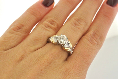 Platinum & 18k Y.G. 1.50 CT Diamond Engagement Ring, Size 6, 10.3gm