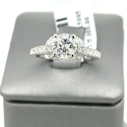 14K WHITE GOLD 2.00 CT ROUND CUT DIAMOND ENGAGEMENT RING, SIZE 7, 4.2g