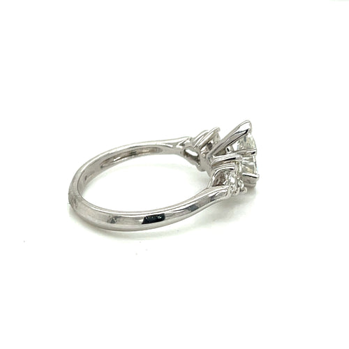 Platinum 1.50 CT Marquise & Trillion Cut Diamond Engagement Ring, 6.3gm Size 7