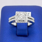 14k White Gold 1.25 CT/TW Diamond Halo Engagement Ring, Size 5, 5.0 g