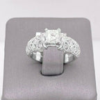 14k White Gold 0.65 CT Princess Cut Diamond Engagement Ring, 8.2 g,