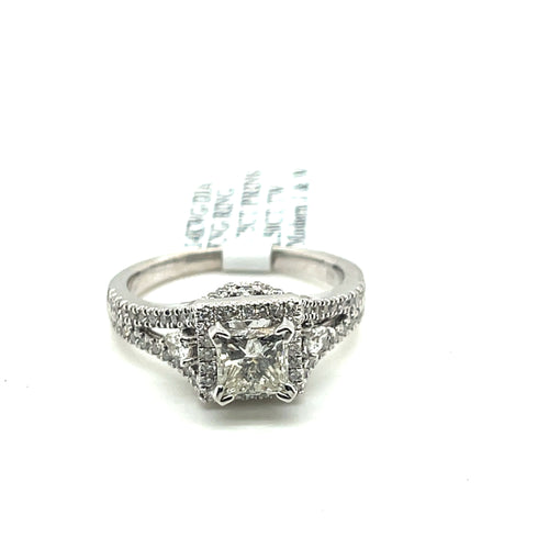 14K White Gold 1.50CT  Princess Diamond Engagement ring, Size 6.75, 4.9g