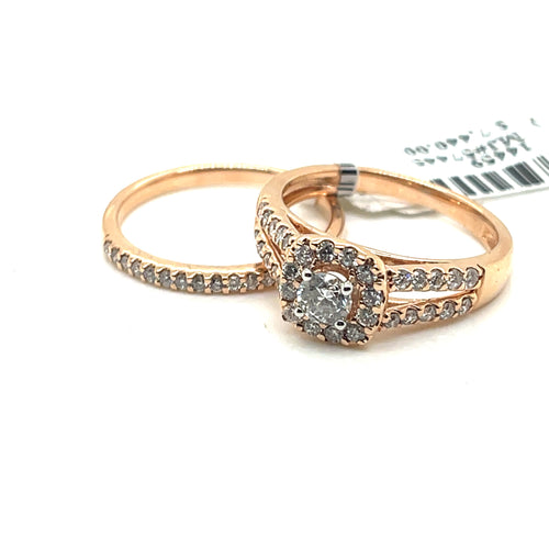 14k Rose Gold 1.50 CT Diamond Engagement Ring Set, 5.5gm, Size 7