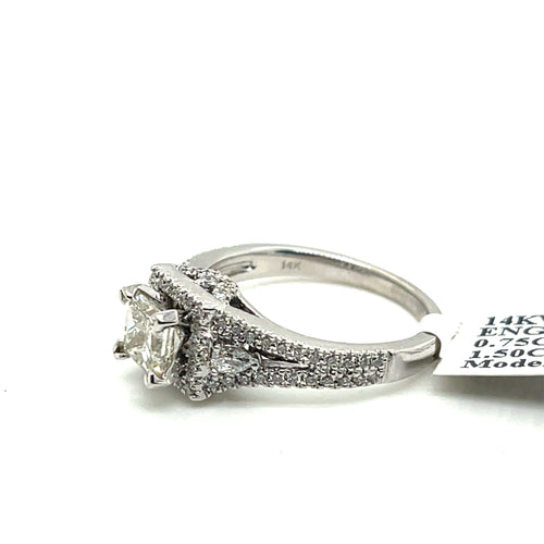 14K White Gold 1.50CT  Princess Diamond Engagement ring, Size 6.75, 4.9g