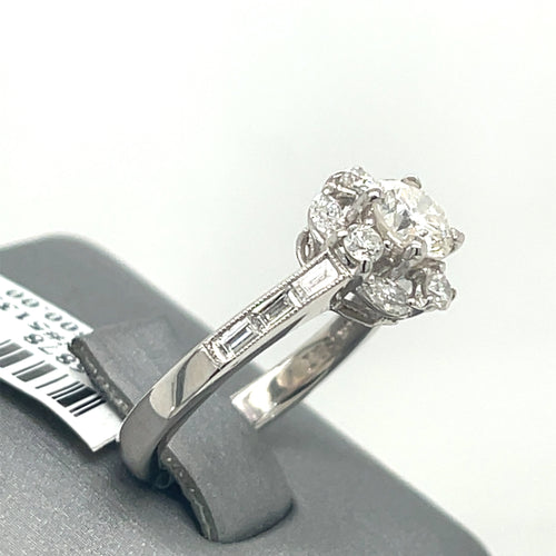 14K WHITE GOLD 1.00CT ROUND CUT DIAMOND ENGAGEMENT RING SIZE 4.75, 5.2g