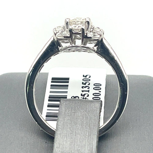 14K WHITE GOLD 1.00CT ROUND CUT DIAMOND ENGAGEMENT RING SIZE 4.75, 5.2g