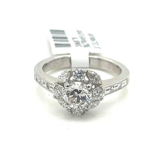 14K WHITE GOLD 1.00CT ROUND CUT DIAMOND ENGAGEMENT RING SIZE 4.75, 5.2g