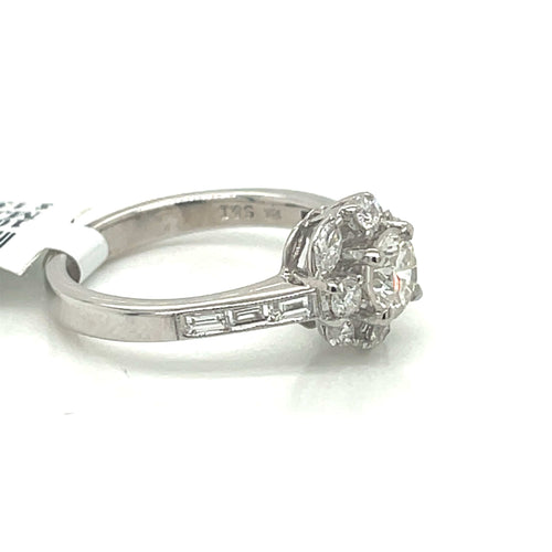 14K WHITE GOLD 1.00CT ROUND CUT DIAMOND ENGAGEMENT RING SIZE 4.75, 5.2g