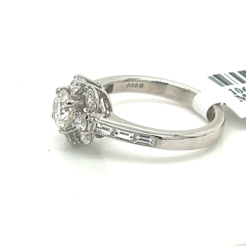 14K WHITE GOLD 1.00CT ROUND CUT DIAMOND ENGAGEMENT RING SIZE 4.75, 5.2g