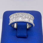 18k White Gold 3.50 CT Princess Cut Diamond Band, 6.8gm, Size 6