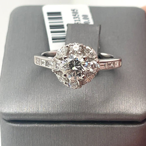 14K WHITE GOLD 1.00CT ROUND CUT DIAMOND ENGAGEMENT RING SIZE 4.75, 5.2g