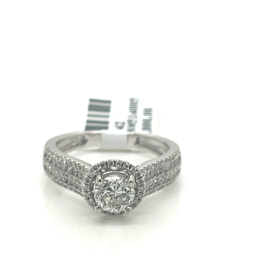14k White Gold 1.31 CT Diamond Round Halo Engagement Ring, Size 6.5