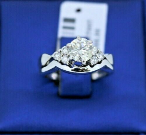 14k White Gold 1.00 CT Diamond Engagement Ring Set, 6.4gm, Size 5.5