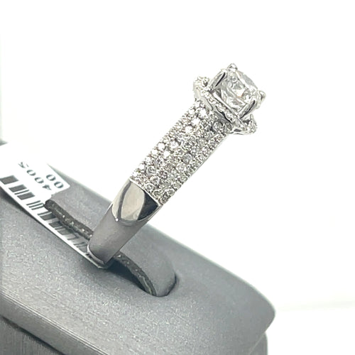 14k White Gold 1.31 CT Diamond Round Halo Engagement Ring, Size 6.5