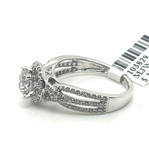 14K White Gold 1.50CT Round Cut Diamond Engagement Ring, Size 7, 4.3G